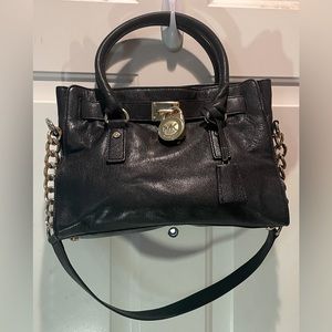 Michael Kors Hamilton Satchel Tote Crossbody Hand Shoulder bag Purse Gold Lock
